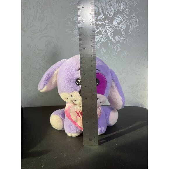 Purple Plush Dog Stuffed Animal With Heart XOXO Design - Picture 3 of 3